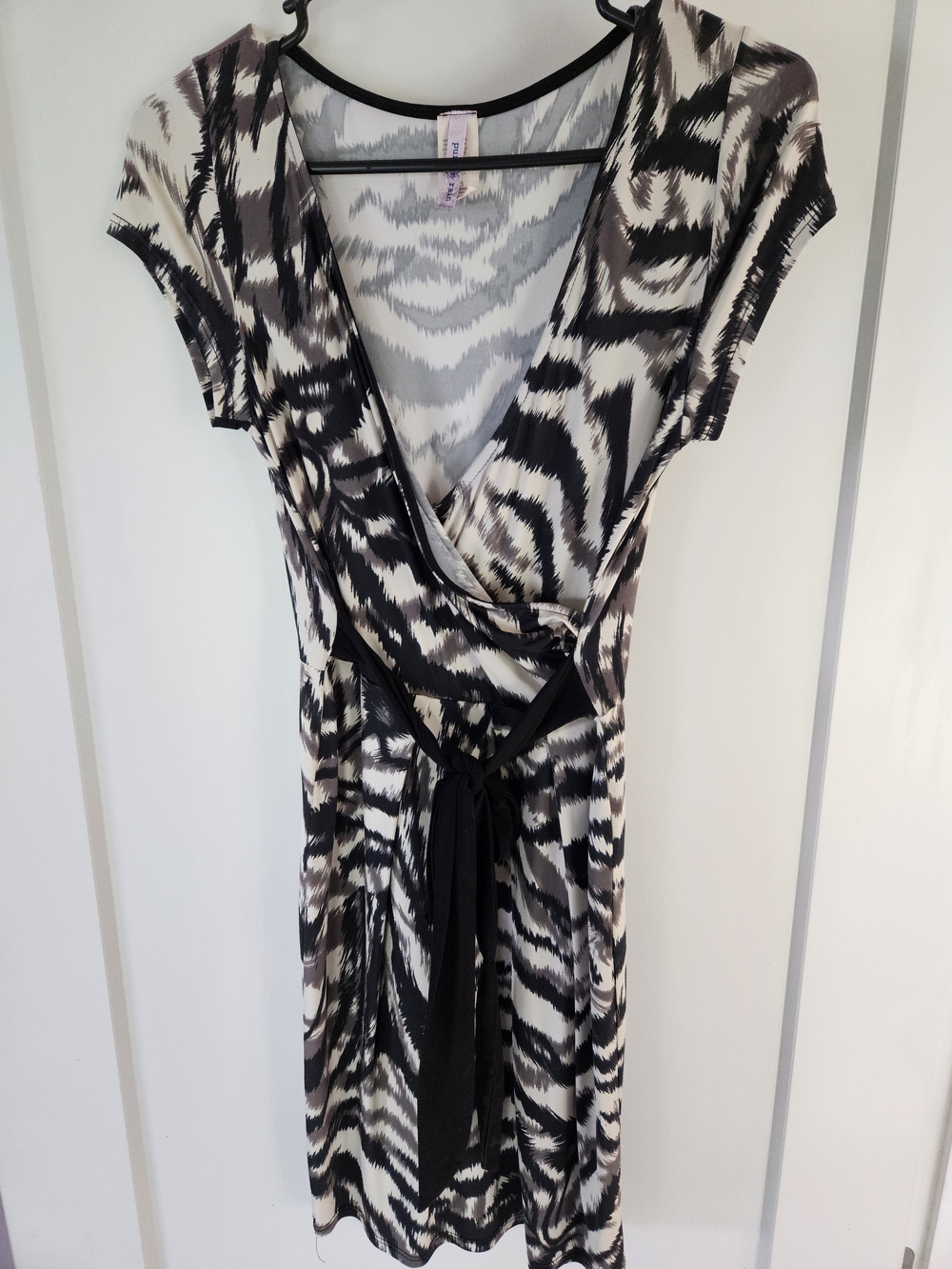 Purple Rain Black, White & Gray Print Midi Dress